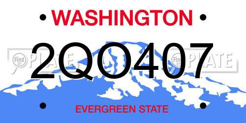 2QO407 Washington License Plate