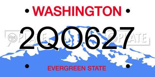 2QO627 Washington License Plate