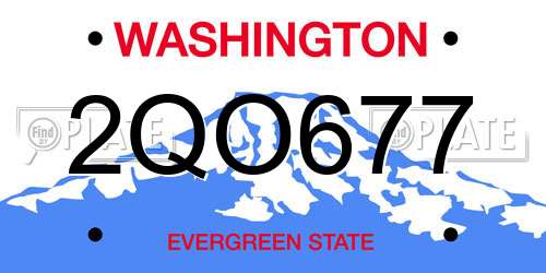 2QO677 Washington License Plate
