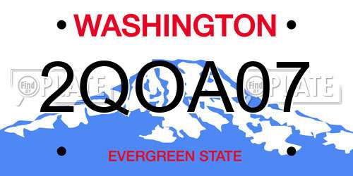 2QOA07 Washington License Plate