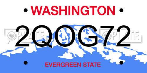 2QOG72 Washington License Plate