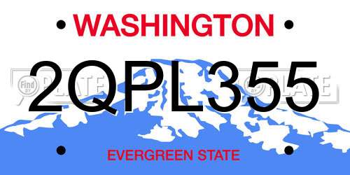 2QPL355 Washington License Plate