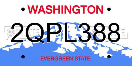 2QPL388 Washington License Plate