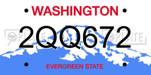 2QQ672 Washington License Plate