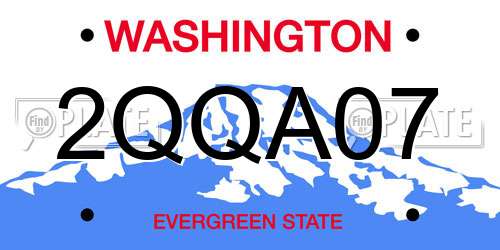 2QQA07 Washington License Plate