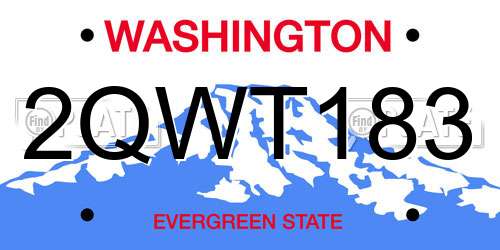 2QWT183 Washington License Plate
