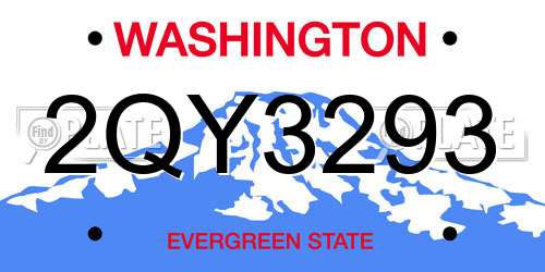 2QY3293 Washington License Plate