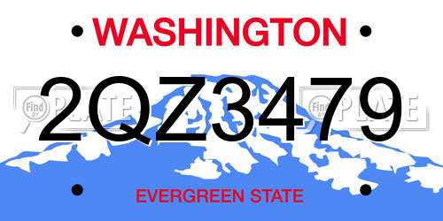 2QZ3479 Washington License Plate