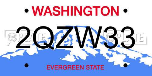 2QZW33 Washington License Plate