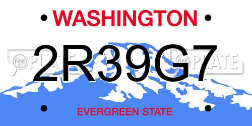 2R39G7 Washington License Plate