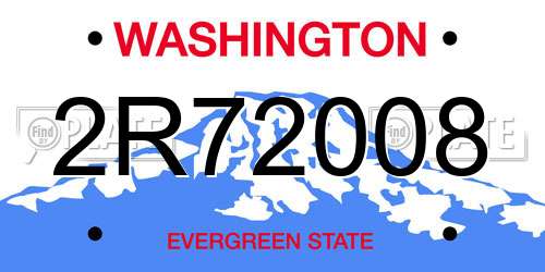 2R72008 Washington License Plate