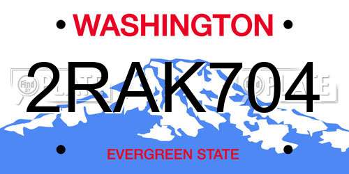2RAK704 Washington License Plate