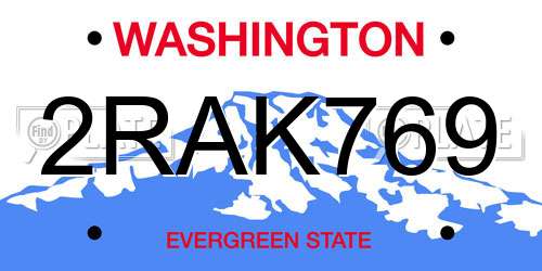 2RAK769 Washington License Plate