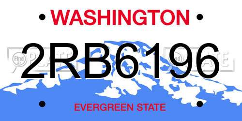 2RB6196 Washington License Plate