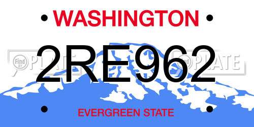 2RE962 Washington License Plate