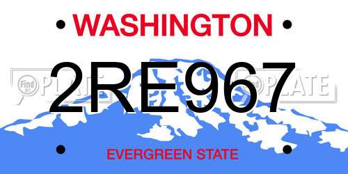 2RE967 Washington License Plate