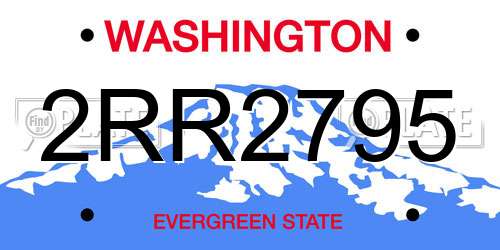 2RR2795 Washington License Plate