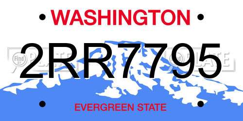 2RR7795 Washington License Plate