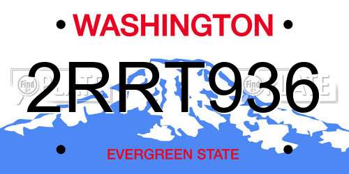 2RRT936 Washington License Plate