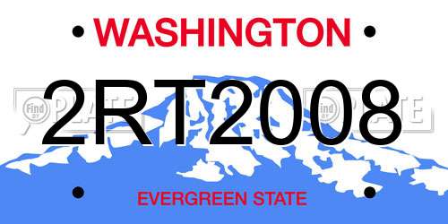 2RT2008 Washington License Plate