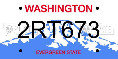 2RT673 Washington License Plate