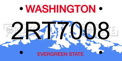 2RT7008 Washington License Plate