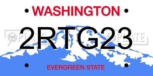 2RTG23 Washington License Plate