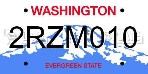 2RZM010 Washington License Plate