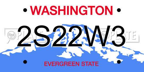 2S22W3 Washington License Plate