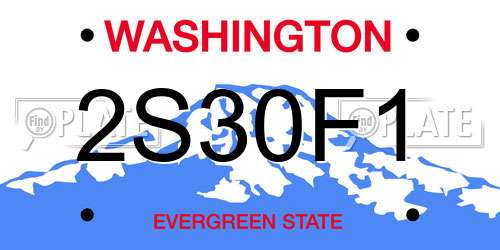 2S30F1 Washington License Plate