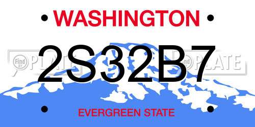 2S32B7 Washington License Plate