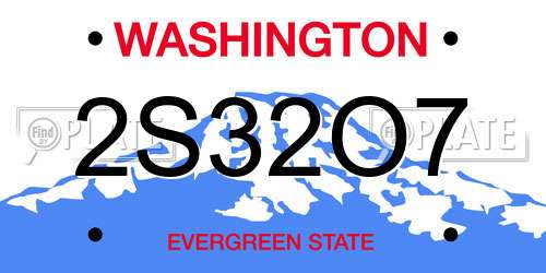 2S32O7 Washington License Plate