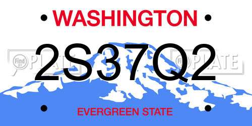 2S37Q2 Washington License Plate