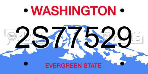 2S77529 Washington License Plate