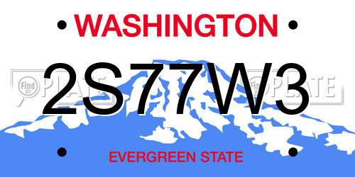 2S77W3 Washington License Plate
