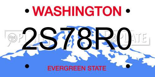 2S78R0 Washington License Plate