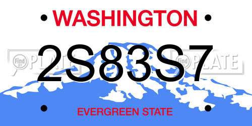 2S83S7 Washington License Plate