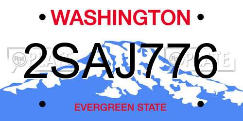2SAJ776 Washington License Plate