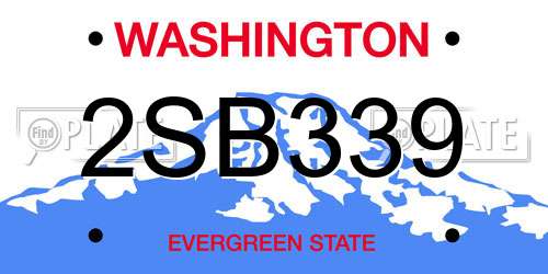 2SB339 Washington License Plate