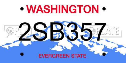 2SB357 Washington License Plate