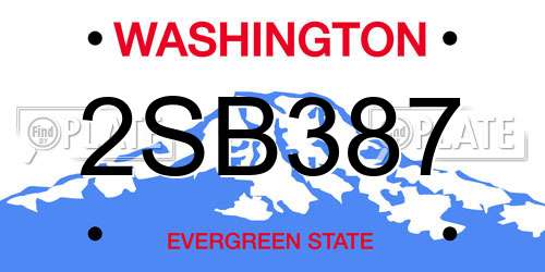 2SB387 Washington License Plate