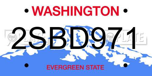 2SBD971 Washington License Plate