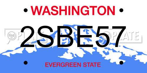 2SBE57 Washington License Plate