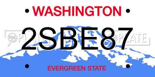 2SBE87 Washington License Plate