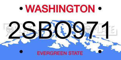 2SBO971 Washington License Plate