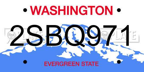 2SBQ971 Washington License Plate