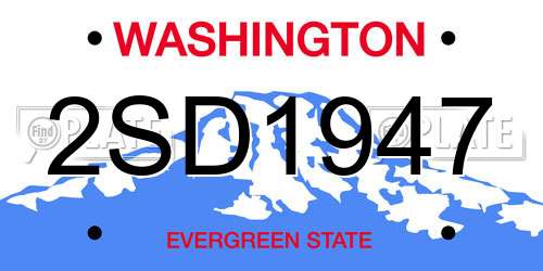 2SD1947 Washington License Plate