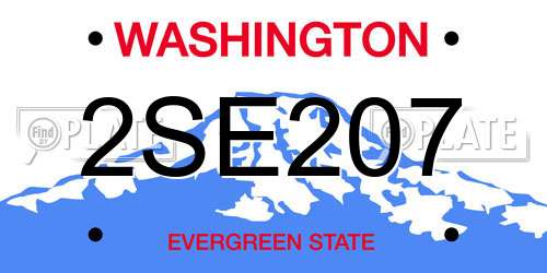 2SE207 Washington License Plate