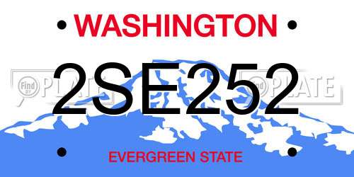 2SE252 Washington License Plate