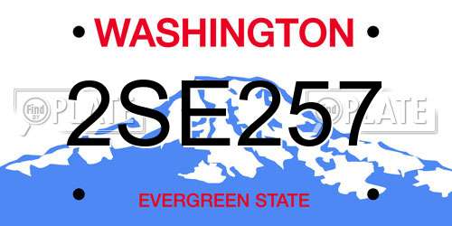 2SE257 Washington License Plate